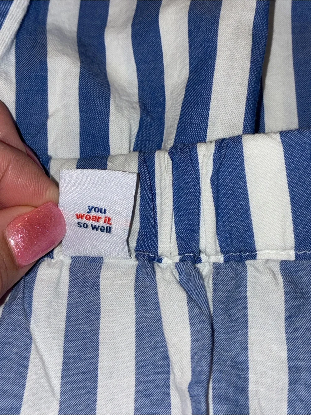 NWT Old Navy Dropped-Waist Midi Skirt XXL blue white vertical stripes plus size
